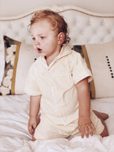 Adults Seersucker Yellow Gingham Stripe Sleepwear Set