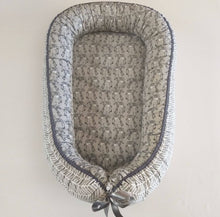 Grey Baby Zebra + Grey Herringbone (Grey Trim) Sleeping Pod