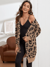 Brown Open Front Leopard Cardigan