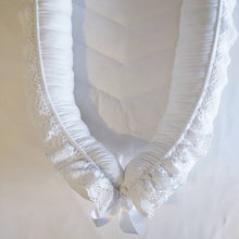 White Sleeping Pod with Lace Trim