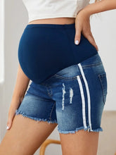 Maya Ripped Hem Denim Maternity Shorts