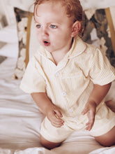 Adults Seersucker Yellow Gingham Stripe Sleepwear Set