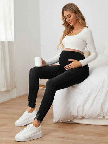 Sophia Ripped Black Wash Maternity Jeans