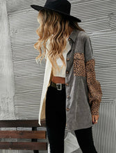Corduroy Leopard Shacket Jacket - Grey