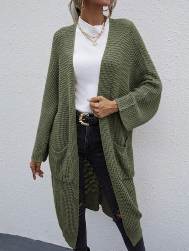 Batwing Sleeve Waffle Cardigan