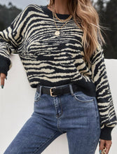 Zebra Striped Bell Sleeve Jersey