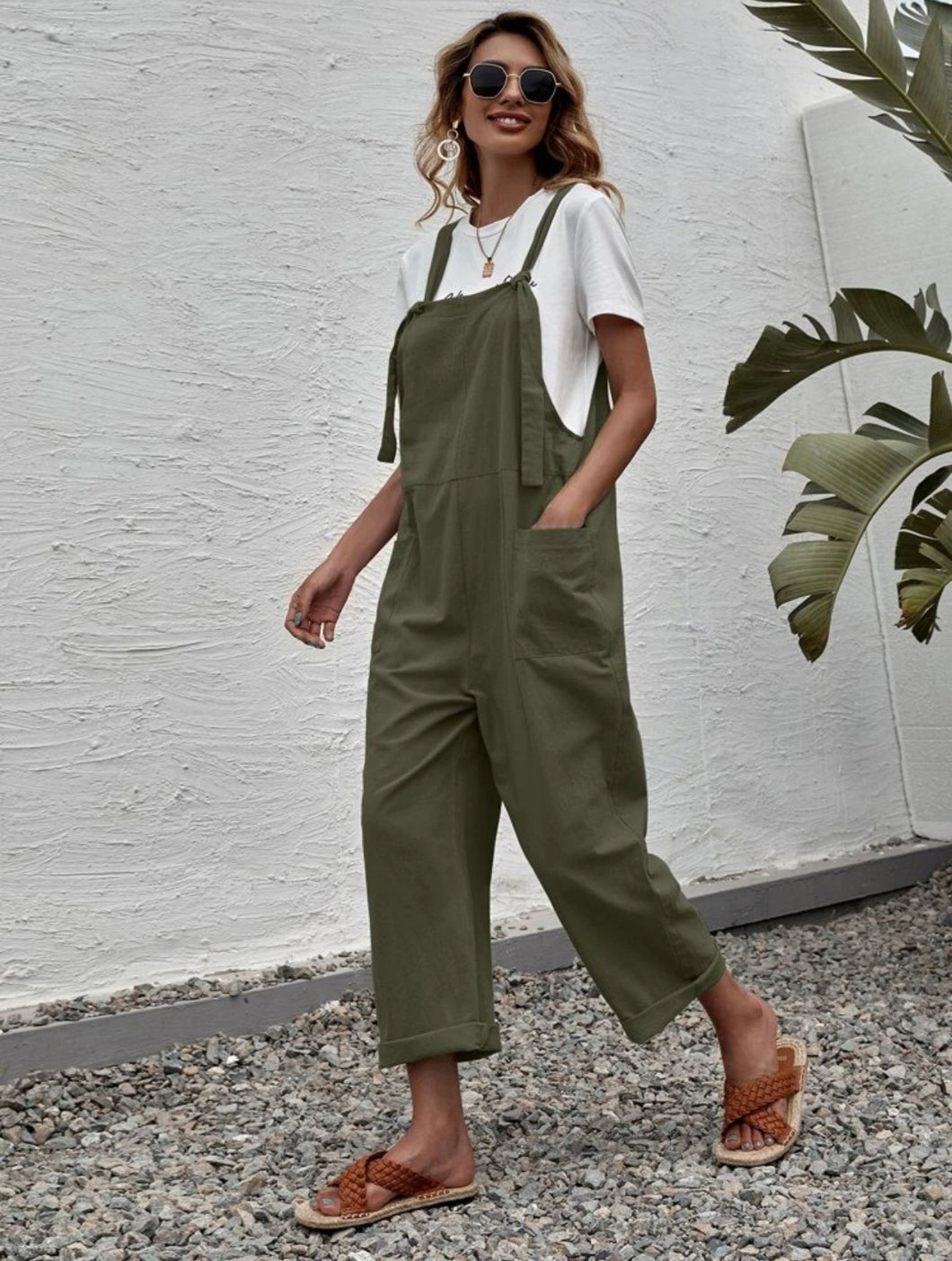 Suspender Jumpsuit - Olive