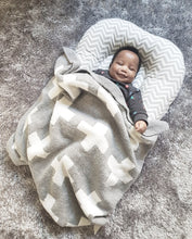 Crib Blanket - Grey Swiss Cross